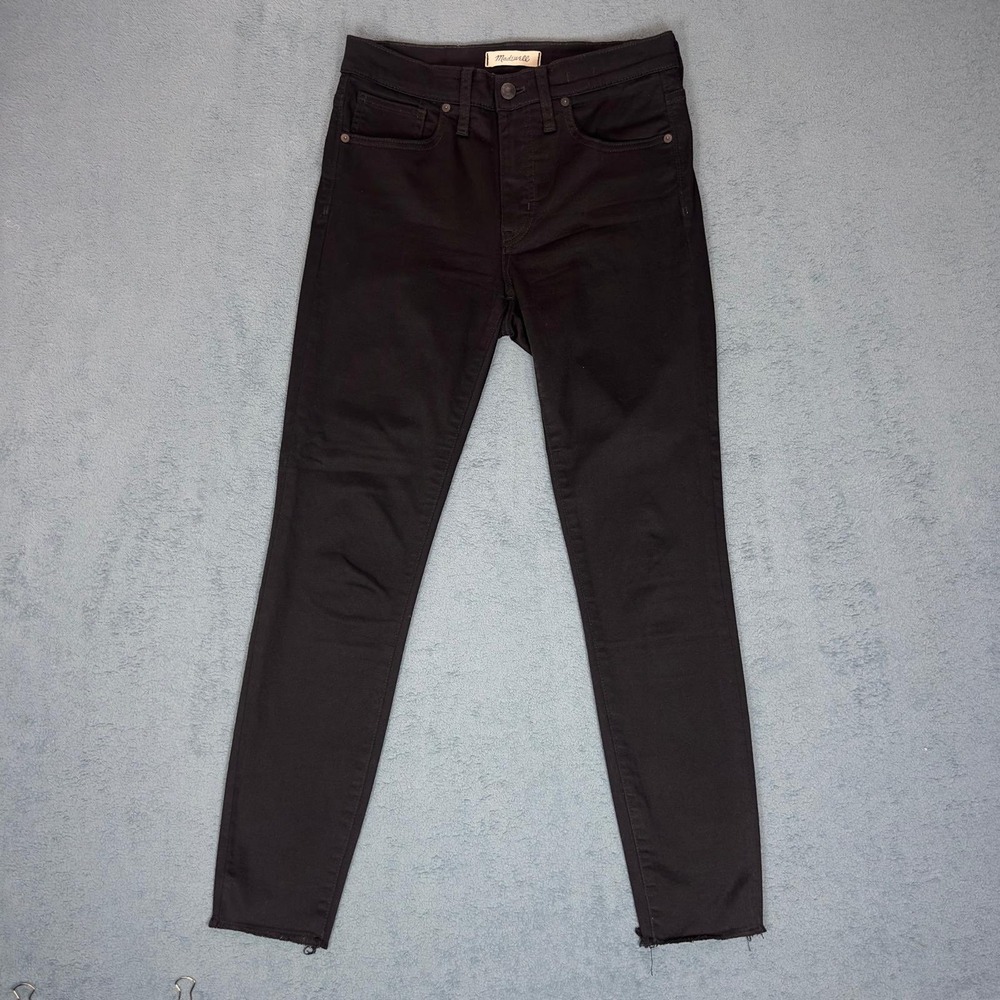 Madewell High Rise 9"‎ Skinny Jeans Black Denim Frayed Hem Women's Size 28